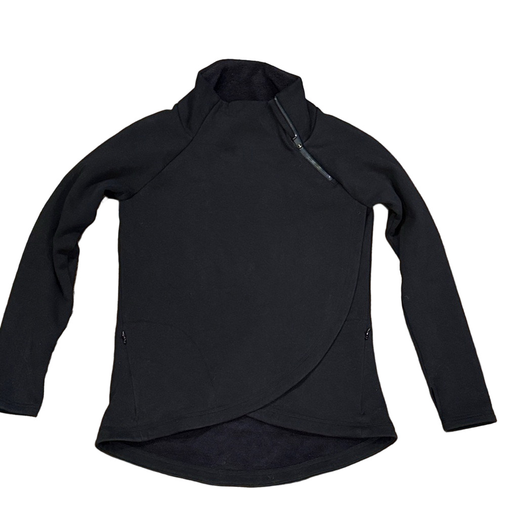 Athleta Cozy Karma Asymmetrical Black Pullover | Size XSmall (oversized) - Picture 2 of 5